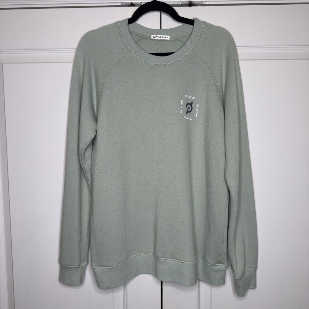 Peloton Sweatshirt Women L Pullover Green Bring Your Spirit Graphic EUC USA
